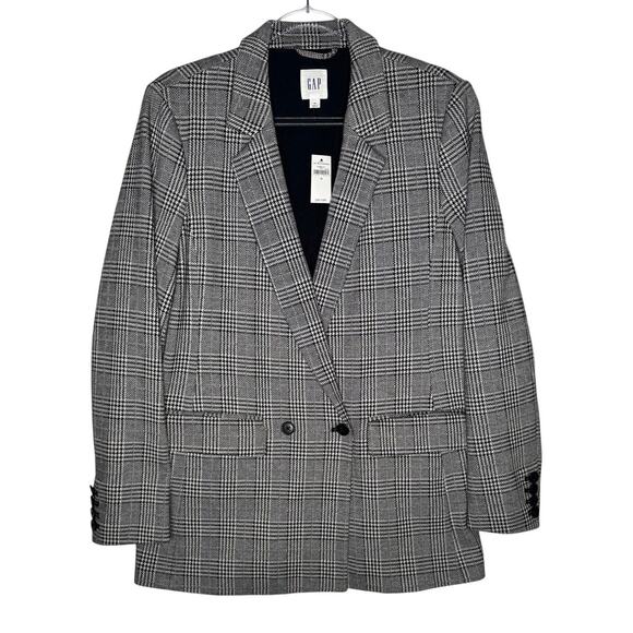 GAP Jackets & Blazers - 2018s GAP Glen Plaid Double Breasted Blazer Jacket Gray Black Size L/XL 14 NWT
